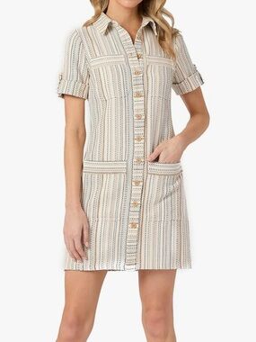 Shoshanna Cream Striped Mini Dress